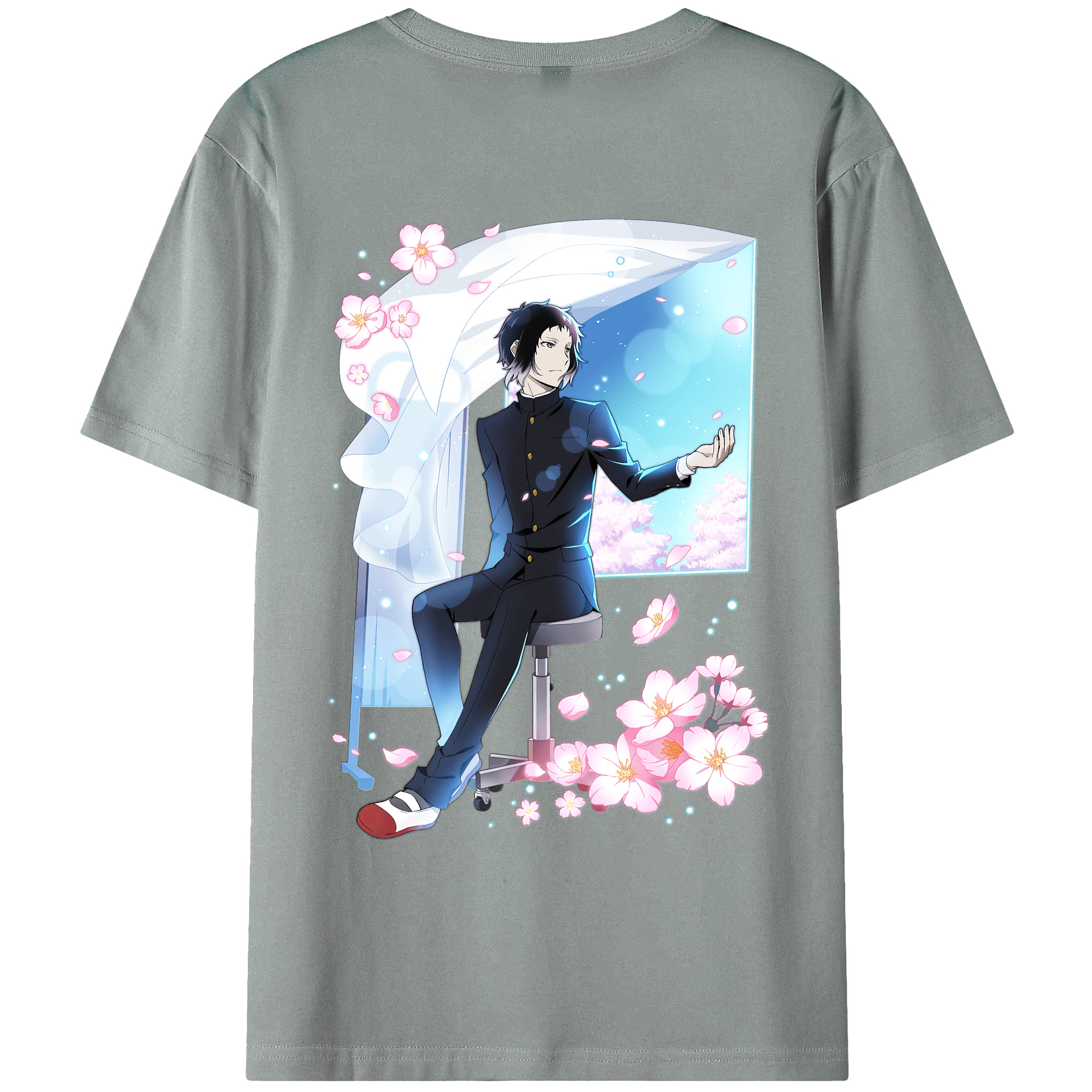 （画像用） 文豪ストレイドッグス Bungo Stray Dogs 綿100％ メンズ半袖Tシャツ（バックプリント） 通気性
